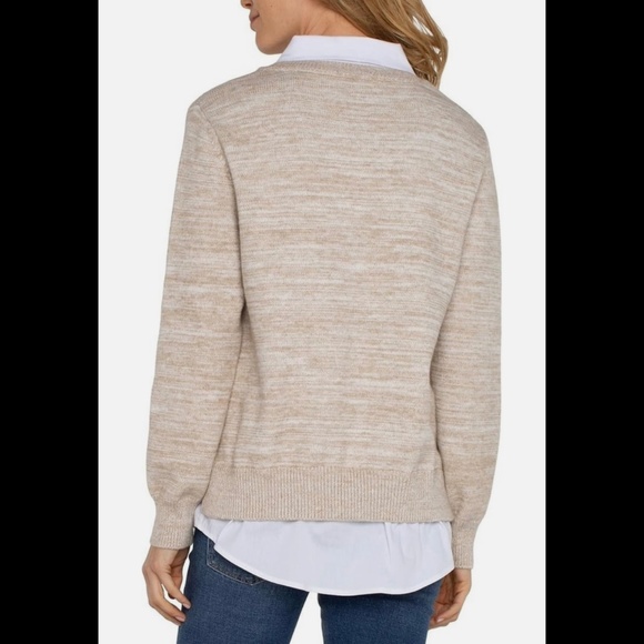 NWT Liverpool Los Angeles Women's Beige Twofer Collared Sweater Sz XL, MSRP $109 - Picture 2 of 7